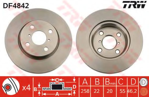 TRW DF4842 Тормозной диск для DAIHATSU CHARADE (Дайхатсу Чарадэ) TRW DF4842 Тормозной диск для DAIHATSU CHARADE (Дайхатсу Чарадэ)