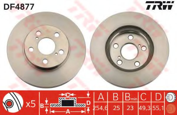 TRW DF4877 Тормозной диск для TOYOTA-FAW (Тойота/тоета-фав) TRW DF4877 Тормозной диск для TOYOTA-FAW (Тойота/тоета-фав)