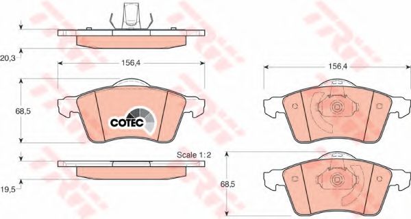 TRW GDB1282 Тормозные колодки для VOLKSWAGEN (Фольксваген) TRW GDB1282 Тормозные колодки для VOLKSWAGEN (Фольксваген)