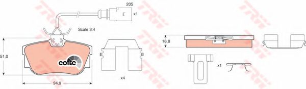 TRW GDB1369 Тормозные колодки для VOLKSWAGEN (Фольксваген) TRW GDB1369 Тормозные колодки для VOLKSWAGEN (Фольксваген)