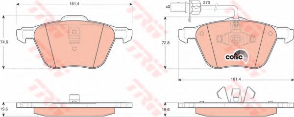 TRW GDB1460 Тормозные колодки для VOLKSWAGEN (Фольксваген) TRW GDB1460 Тормозные колодки для VOLKSWAGEN (Фольксваген)