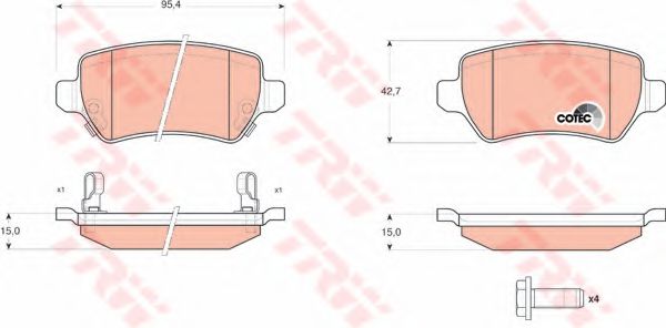 TRW GDB1515 Тормозные колодки для OPEL VITA C (Опель Vита c) TRW GDB1515 Тормозные колодки для OPEL VITA C (Опель Vита c)