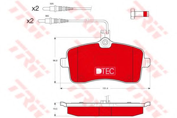TRW GDB1594DTE Тормозные колодки для PEUGEOT 407 (Пежо 407) TRW GDB1594DTE Тормозные колодки для PEUGEOT 407 (Пежо 407)