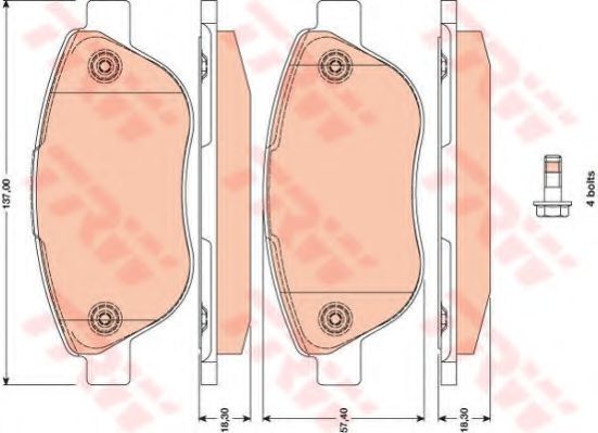 TRW GDB1750 Тормозные колодки для FIAT 500 C (Фиат 500 c) TRW GDB1750 Тормозные колодки для FIAT 500 C (Фиат 500 c)