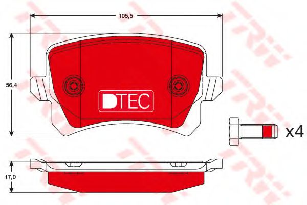TRW GDB1763DTE Тормозные колодки для VOLKSWAGEN (Фольксваген) TRW GDB1763DTE Тормозные колодки для VOLKSWAGEN (Фольксваген)