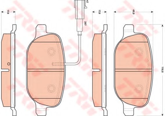 TRW GDB1851 Комплект тормозных колодок, дисковый тормоз 