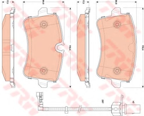 TRW GDB1866 Комплект тормозных колодок, дисковый тормоз 