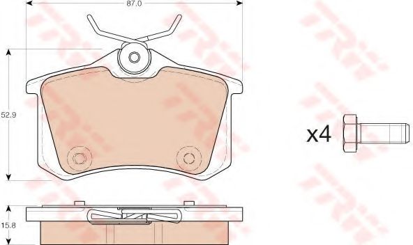 TRW GDB1973 Комплект тормозных колодок, дисковый тормоз 