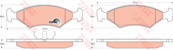 TRW GDB255 Тормозные колодки для FORD FIESTA (Форд Фиэста) TRW GDB255 Тормозные колодки для FORD FIESTA (Форд Фиэста)