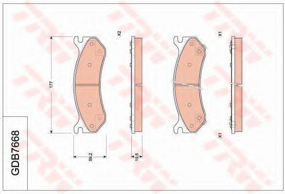 TRW GDB7668 Тормозные колодки для HUMMER HUMMER H2 (Хамер Хамер х2) TRW GDB7668 Тормозные колодки для HUMMER HUMMER H2 (Хамер Хамер х2)