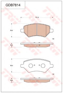 TRW GDB7814 Тормозные колодки для CHERY FORA (Чери Фора) TRW GDB7814 Тормозные колодки для CHERY FORA (Чери Фора)