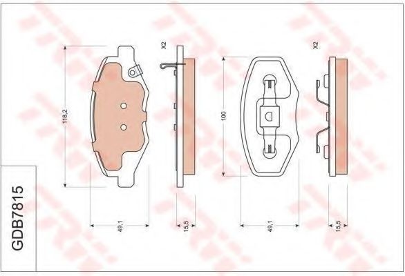TRW GDB7815 Тормозные колодки для CHERY FACE (Чери Фаcэ) TRW GDB7815 Тормозные колодки для CHERY FACE (Чери Фаcэ)