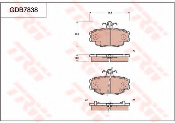 TRW GDB7838 Тормозные колодки для LIFAN 520 (Лифан 520) TRW GDB7838 Тормозные колодки для LIFAN 520 (Лифан 520)