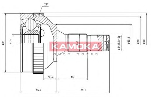 KAMOKA 6484 Шарнирный комплект, приводной вал для PEUGEOT 306 (Пежо 306) KAMOKA 6484 Шарнирный комплект, приводной вал для PEUGEOT 306 (Пежо 306)