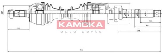 KAMOKA CT1138953 Приводной вал для PEUGEOT 205 II (Пежо 205 2) KAMOKA CT1138953 Приводной вал для PEUGEOT 205 II (Пежо 205 2)