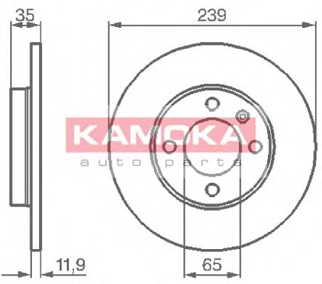 KAMOKA 103206 Тормозной диск для VOLKSWAGEN CARIBE I (Фольксваген Cарибэ и) KAMOKA 103206 Тормозной диск для VOLKSWAGEN CARIBE I (Фольксваген Cарибэ и)