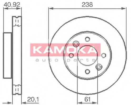 KAMOKA 103316 Тормозной диск для RENAULT CLIO I (Рено Cлио и) KAMOKA 103316 Тормозной диск для RENAULT CLIO I (Рено Cлио и)