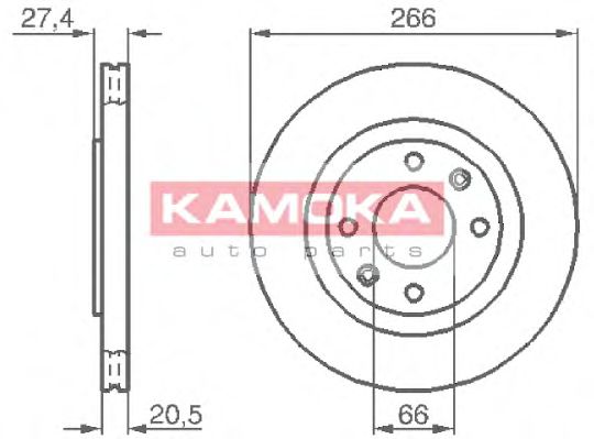 KAMOKA 103384 Тормозной диск для PEUGEOT 305 II (Пежо 305 2) KAMOKA 103384 Тормозной диск для PEUGEOT 305 II (Пежо 305 2)