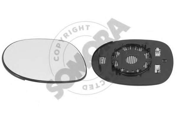 SOMORA 123356GM Зеркальное стекло, наружное зеркало для HONDA CIVIC VIII (Хонда Цивик 8)