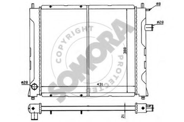 SOMORA 260740 Радиатор, охлаждение двигателя для ROVER COUPE (Ровер Cоупэ)