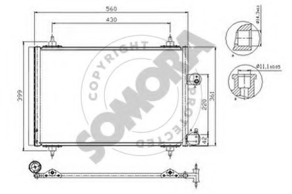 SOMORA 052360A Конденсатор, кондиционер для CITROëN (Cитроëн) SOMORA 052360A Конденсатор, кондиционер для CITROëN (Cитроëн)