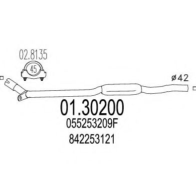 MTS 01.30200 Предглушитель выхлопных газов для AUDI FOX (Ауди Фоx) MTS 01.30200 Предглушитель выхлопных газов для AUDI FOX (Ауди Фоx)