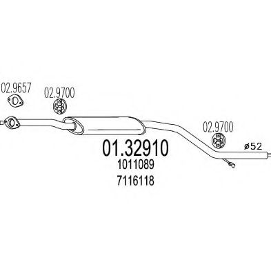 MTS 01.32910 Средний глушитель выхлопных газов для FORD (Форд) MTS 01.32910 Средний глушитель выхлопных газов для FORD (Форд)