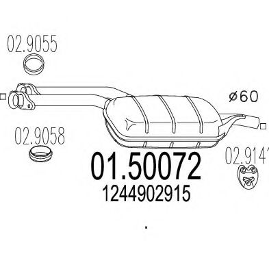 MTS 01.50072 Средний глушитель выхлопных газов для MERCEDESBENZ (Мерседес бенц) MTS 01.50072 Средний глушитель выхлопных газов для MERCEDESBENZ (Мерседес бенц)