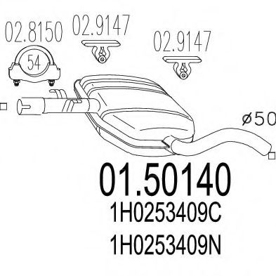 MTS 01.50140 Средний глушитель выхлопных газов для VOLKSWAGEN VENTO (Фольксваген Венто) MTS 01.50140 Средний глушитель выхлопных газов для VOLKSWAGEN VENTO (Фольксваген Венто)