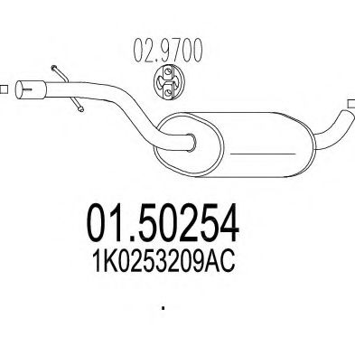 MTS 01.50254 Средний глушитель выхлопных газов для VOLKSWAGEN GOLF V (Фольксваген Гольф 5) MTS 01.50254 Средний глушитель выхлопных газов для VOLKSWAGEN GOLF V (Фольксваген Гольф 5)