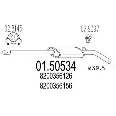 MTS 01.50534 Средний глушитель выхлопных газов для RENAULT MODUS / GRAND MODUS (Рено Модус / гранд модус) MTS 01.50534 Средний глушитель выхлопных газов для RENAULT MODUS / GRAND MODUS (Рено Модус / гранд модус)