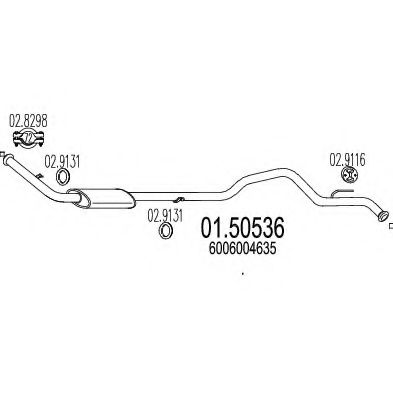 MTS 01.50536 Средний глушитель выхлопных газов для RENAULT TRAFIC (Рено Трафик) MTS 01.50536 Средний глушитель выхлопных газов для RENAULT TRAFIC (Рено Трафик)