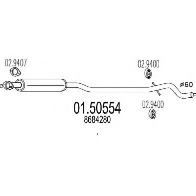 MTS 01.50554 Средний глушитель выхлопных газов для VOLVO V70 II (Вольво V70 2) MTS 01.50554 Средний глушитель выхлопных газов для VOLVO V70 II (Вольво V70 2)