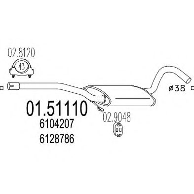 MTS 01.51110 Средний глушитель выхлопных газов для FORD ESCORT III (Форд Эсcорт 3) MTS 01.51110 Средний глушитель выхлопных газов для FORD ESCORT III (Форд Эсcорт 3)