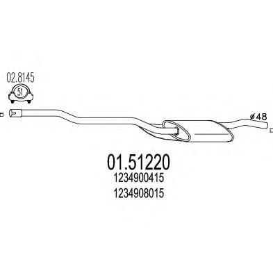 MTS 01.51220 Средний глушитель выхлопных газов для MERCEDESBENZ (Мерседес бенц) MTS 01.51220 Средний глушитель выхлопных газов для MERCEDESBENZ (Мерседес бенц)