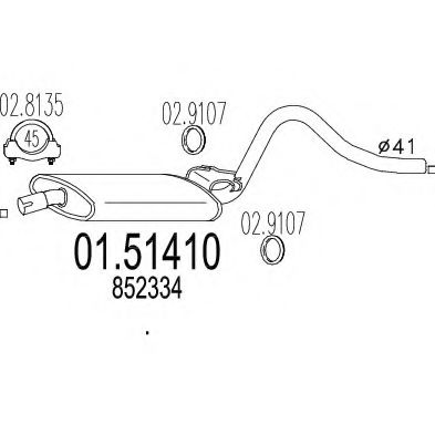 MTS 01.51410 Средний глушитель выхлопных газов для OPEL KADETT C (Опель Кадэтт c) MTS 01.51410 Средний глушитель выхлопных газов для OPEL KADETT C (Опель Кадэтт c)
