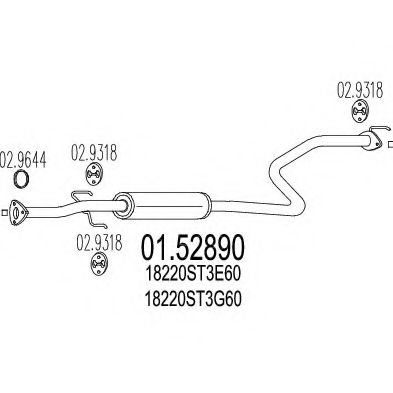 MTS 01.52890 Средний глушитель выхлопных газов для HONDA CIVIC VI (Хонда Цивик 6) MTS 01.52890 Средний глушитель выхлопных газов для HONDA CIVIC VI (Хонда Цивик 6)