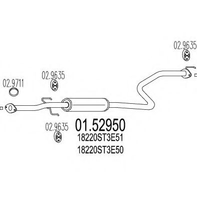 MTS 01.52950 Средний глушитель выхлопных газов для HONDA CIVIC VI (Хонда Цивик 6) MTS 01.52950 Средний глушитель выхлопных газов для HONDA CIVIC VI (Хонда Цивик 6)