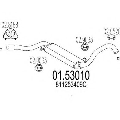MTS 01.53010 Средний глушитель выхлопных газов для AUDI 80 (Ауди 80) MTS 01.53010 Средний глушитель выхлопных газов для AUDI 80 (Ауди 80)