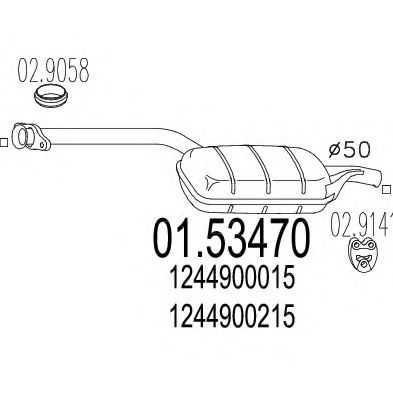 MTS 01.53470 Средний глушитель выхлопных газов для MERCEDESBENZ (Мерседес бенц) MTS 01.53470 Средний глушитель выхлопных газов для MERCEDESBENZ (Мерседес бенц)