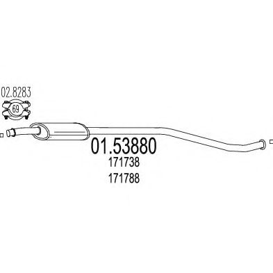 MTS 01.53880 Средний глушитель выхлопных газов для CITROëN (Cитроëн) MTS 01.53880 Средний глушитель выхлопных газов для CITROëN (Cитроëн)