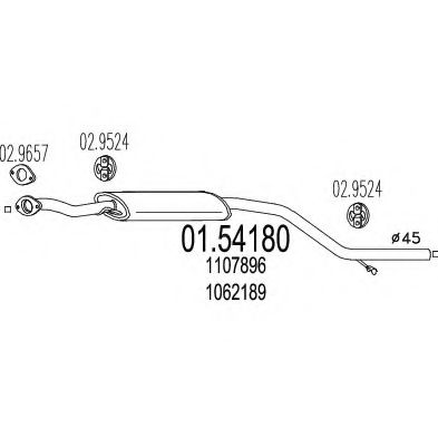 MTS 01.54180 Средний глушитель выхлопных газов для FORD MONDEO II (Форд Мондео 2) MTS 01.54180 Средний глушитель выхлопных газов для FORD MONDEO II (Форд Мондео 2)