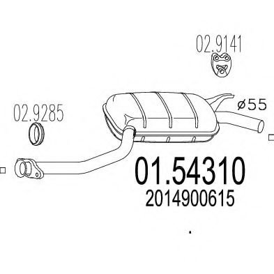 MTS 01.54310 Средний глушитель выхлопных газов для MERCEDESBENZ (Мерседес бенц) MTS 01.54310 Средний глушитель выхлопных газов для MERCEDESBENZ (Мерседес бенц)