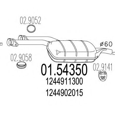 MTS 01.54350 Средний глушитель выхлопных газов для MERCEDESBENZ (Мерседес бенц) MTS 01.54350 Средний глушитель выхлопных газов для MERCEDESBENZ (Мерседес бенц)