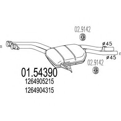 MTS 01.54390 Средний глушитель выхлопных газов для MERCEDESBENZ (Мерседес бенц) MTS 01.54390 Средний глушитель выхлопных газов для MERCEDESBENZ (Мерседес бенц)