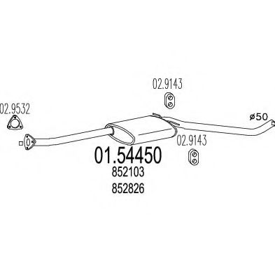 MTS 01.54450 Средний глушитель выхлопных газов для OPEL OMEGA A (Опель Омэга а) MTS 01.54450 Средний глушитель выхлопных газов для OPEL OMEGA A (Опель Омэга а)