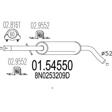MTS 01.54550 Средний глушитель выхлопных газов для AUDI TT (Ауди Тт) MTS 01.54550 Средний глушитель выхлопных газов для AUDI TT (Ауди Тт)