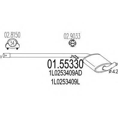 MTS 01.55330 Средний глушитель выхлопных газов для SEAT TOLEDO (Сеат Толэдо) MTS 01.55330 Средний глушитель выхлопных газов для SEAT TOLEDO (Сеат Толэдо)