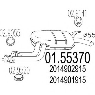 MTS 01.55370 Средний глушитель выхлопных газов для MERCEDESBENZ (Мерседес бенц) MTS 01.55370 Средний глушитель выхлопных газов для MERCEDESBENZ (Мерседес бенц)