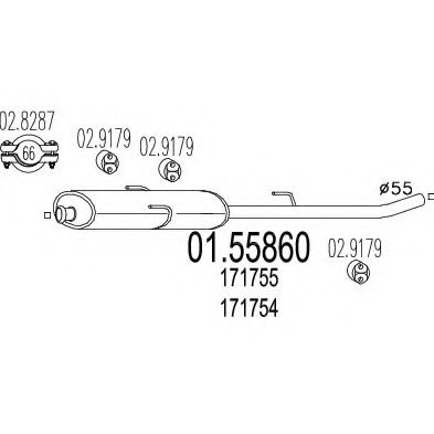 MTS 01.55860 Средний глушитель выхлопных газов для PEUGEOT EXPERT (Пежо Эxпэрт) MTS 01.55860 Средний глушитель выхлопных газов для PEUGEOT EXPERT (Пежо Эxпэрт)